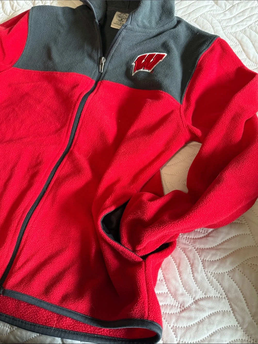 Rivalry Threads Red and Gray Hooded Fleece Jacket - Kids